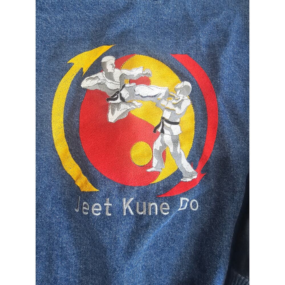 Vintage Rennoc Classic Varsity Denim Jean Jacket Jeet Kune Do, Mens Sz M - Picture 5 of 9